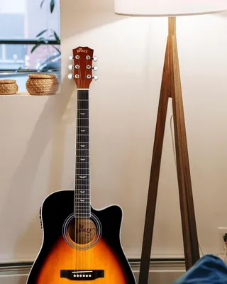 Image de Guitare acoustique électrique 4/4, set de guitare acoustique pour adultes, guitare acoustique de 41 pouces avec égaliseur 4 bandes (type dreadnought, finition brillante)