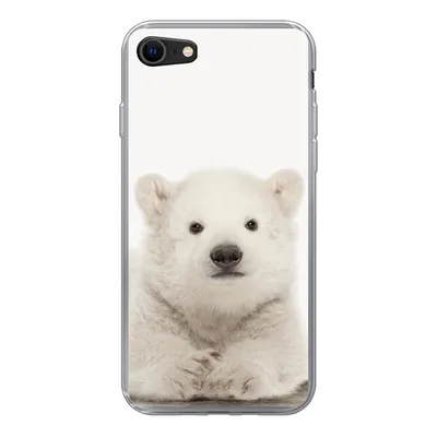 Produktbild von MuchoWow® Handyhülle Schutzhülle Hülle für iPhone SE 2020 Eisbär - Tiere - Kinder - Weiß - Jungen - Mädchen Silikon Softcase Handy Hülle - Kartenbesitzer