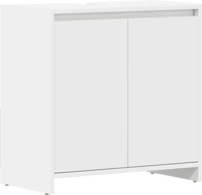 A white cabinet with two doors.