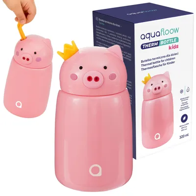 Produktbild von AquaFloow Kinder Trinkflasche Thermos 320ml Ferkel – Edelstahl Isolierflasche Hot & Cold BPA-frei