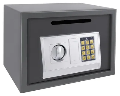 Produktbild von Tresor 16 L - Elektronisches Zahlenschloss und Schlüssel - Stahltresor - Für Zuhause und Büro - Wand- oder Bodenmontage - Grau