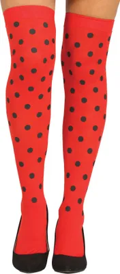 Produktbild von Strümpfe rot schwarz  mit Punkten Overknee bunt für Damen
