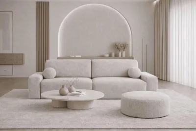 Produktbild von Polstersofa aus Bouclé, Schlafsofa, Sofa mit Schlaffunktion und Bettkasten, Polstersofa, Sofagarnitur Wohnlandschaft mit Bettfunktion, Couch für Wohnzimmer - Sofa Lisbon - Grau (Arena 15)