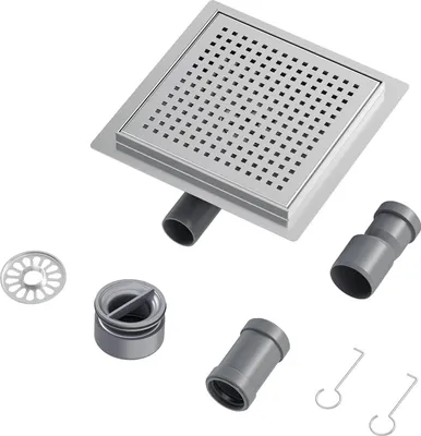 Immagine prodotto di Piletta quadrata per doccia - acciaio inox - 200 mm x 200 mm