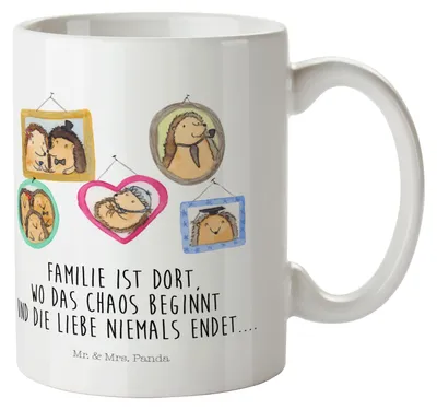 Produktbild von Mr. & Mrs. Panda Mehrwegbecher Igel Familie - Weiß - Geschenk, Pott, Trinklernbecher, Mama, Bilder, Schwester, Muttertag, Kindertasse, Plastikbecher, Haferl, Liebe