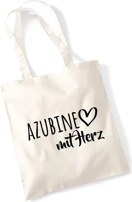 Produktbild von Huuraa Jutebeutel Azubine mit Herz 10 Liter Natural Baumwolle Tasche Geschenkidee