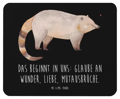 Produktbild von Mr. & Mrs. Panda Mauspad Nasenbaer - Schwarz - Geschenk, Mousepad, Nasenbär, Rüsselbär, pc, Bär, mousematte, Nasenbären, Mouse Pad, Lustige Sprüche