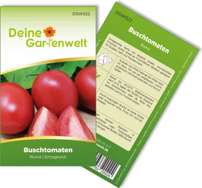 Produktbild von Buschtomaten Roma VF Samen - Solanum lycopersicum - Tomatensamen - Gemüsesamen - Saatgut für 20 Pflanzen