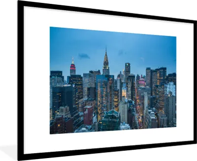 Produktbild von MuchoWow® Gerahmtes Poster New York - Skyline - Empire State Building 90x60 cm - Poster mit Schwarzem Bilderrahmen Wandposter Rahmen Foto Bilder - Wanddekoration - Fotos