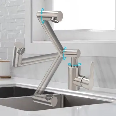 Obrázok produktu pre Skladací nerezový kohútik, otočný o 360°, pre kúpeľňu a kuchyňu