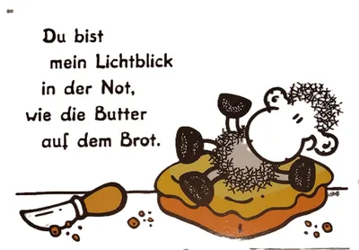 Produktbild von Sheepworld - 50580 - Postkarte Nr. 80, "Du bist mein Lichtblick in der Not, wie die Butter auf dem Bro.t", Schaf