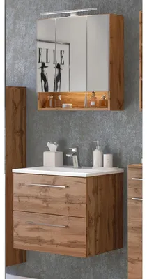 Produktbild von Waschtisch-Set >Livorno< in wotaneiche - 60x180x48cm (BxHxT)