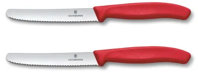 Image de Swiss Classic, couteau à tomates & de table, 2pcs, 11cm, vagues, rouge,boîte