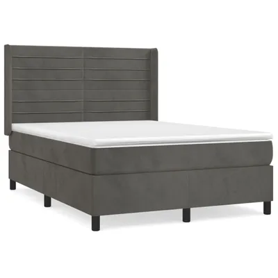 Produktbild von vidaXL Boxspringbett mit Matratze Dunkelgrau 140x190 cm Samt