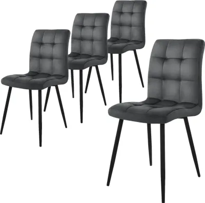 Obrázek produktu pro ML-Design sada 4 jídelních židlí s opěradlem, antracitová, ze sametu
