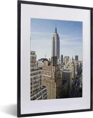 Produktbild von MuchoWow® MuchoWow® Gerahmtes Poster New York - Empire State Building - Skyline 30x40 cm - Poster mit zchwarzem Bilderrahmen - Wandposter Schlafzimmer