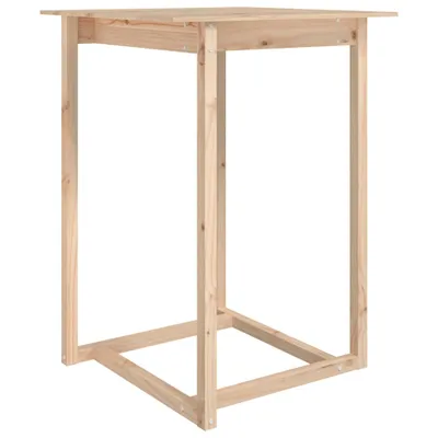 A plain studio shot of a wooden bar table.