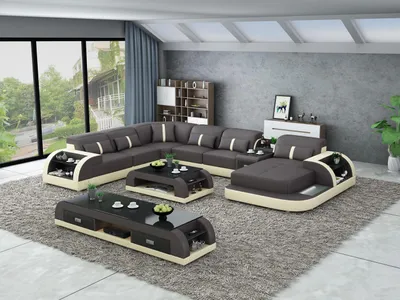 Produktbild von Ledersofa Design Eckgarnitur Ecksofa Luxus Wohnlandschaft led sofa couch Polster