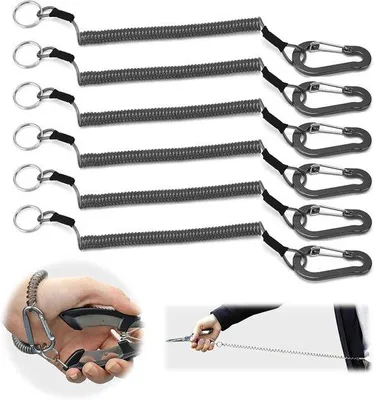 Obrázek produktu pro Elastický kabel 1,2 m, černý, s karabinou – pro rybaření, lov a kempování