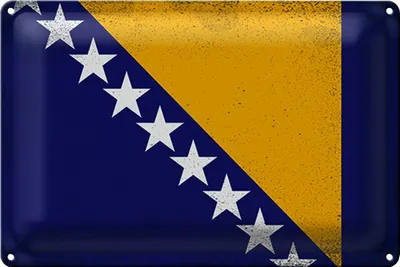 Produktbild von Blechschild Flagge Bosnien und Herzegowina 18x12cm Vintage