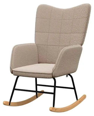 Produktbild von Schaukelstuhl, Schaukelstuhl, Relaxsessel, Hellgrau, Sherpa-Stoff