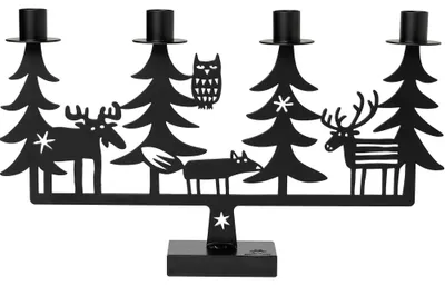 Produktbild von Bengt & Lotta Weihnachtswald Kerzenständer Höhe 24 cm schwarz
