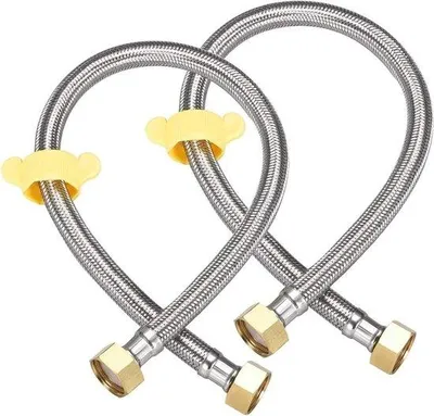 Zdjęcie produktu dla Elastyczny wąż ze stali nierdzewnej – 80 cm – G1/2" x G1/2" – mosiężne końcówki – wąż sanitarny do łazienki
