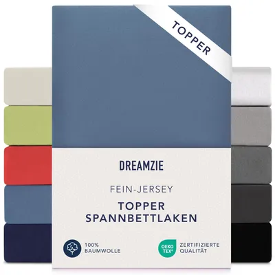 Productafbeelding van Dreamzie - Topper matrashoes met elastiek - 140x200 cm / 160x200 cm - 100% katoen
