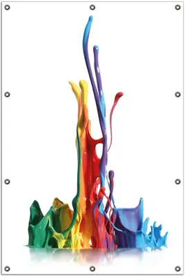 Produktbild von Wallario Outdoor-Poster für Garten oder Balkon, Motiv Farbklecks von links - Bunte Farben auf Abwegen, in ca. 100 x 150 cm