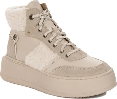 Produktbild von Beige Damen Plateau Schuhe aus Naturleder, gefüttert, Modell 0630604004, Sohle 4-5 cm