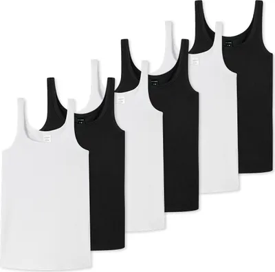 Produktbild von Schiesser 6er Pack Teens Girls 95/5 Baumwolle Unterhemd / Top Arm- und Halsausschnitt mit Einfass, Breite Träger für hohen Tragekomfort, Elastische Single-Jersey-Qualität