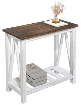 Productafbeelding van Omgoods - Houten Farmhouse Bijzettafel met Opbergruimte