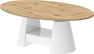 Produktbild von Design Couchtisch oval Calabrio stufenlos höhenverstellbar ausziehbar Schublade Tisch Esstisch