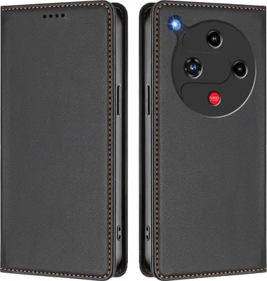 Produktbild von Handyhülle für ZTE Nubia Focus 2, Kunstleder Klapphülle Stoßfeste Magnetische Hülle mit Ständer Schwarz