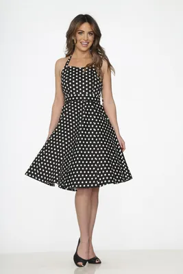 Produktbild von Orchid Bloom Swing Kleid - Polka Dot Black & White XL