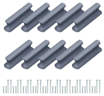 Türgriffe 32 mm Lochabstand, 10er-Set, gebürstet, grau