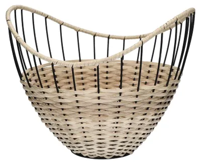 Zdjęcie produktu dla Koszyk Pomax Trix, metalowy, kolor naturalny/czarny, średnica 30 cm, wysokość 24 cm
