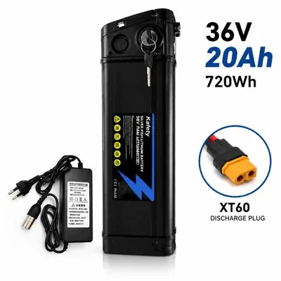 Produktbild von E-Bike-Akku - Lithium-Ionen-Akku - 36 V 20 Ah - Für 750–1000-W-Motoren - Abnehmbar - IP65-wasserdicht - Mit Ladegerät