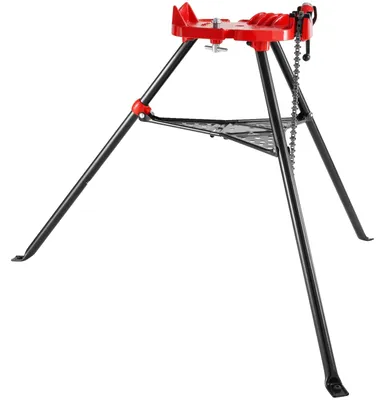 Obrázek produktu pro VEVOR stativový řetězový svěrák na trubky se stojanem na 1/8-6" trubky skládací ocelové nohy podpěry na trubky se zásobníkem na nářadí stativový řetězový svěrák ideální pro širokou škálu trubkových materiálů