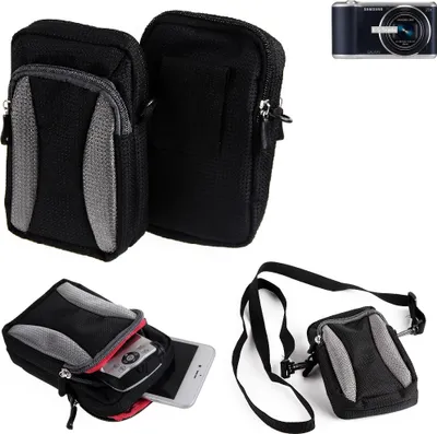 Produktbild von K-S-Trade Fototasche kompatibel mit Samsung Galaxy Camera 2 Gürtel-Tasche Holster Umhänge Tasche Kameratasche, schwarz-grau Brust-Beutel