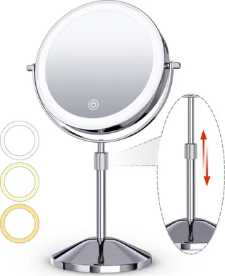 Produktbild von 7MAGIC Kosmetikspiegel Doppelseitiger Schminkspiegel mit 1X/10X Vergrößerung, Tischspiegel Stehend 360° Schwenkbar, Abnehmbarer Rasierspiegel für Schminken Makeup Gesichtspflege und Reisen
