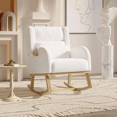 Obrázok produktu pre Kockovacia stolička - Hojacia stolička - Kockovacia sedačka - Relaxačné kreslo - Čalúnenie z plyšovej látky - Ergonomická bedrová opierka
