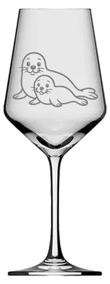 Produktbild von Exoda Weinglas Robbe mit Baby 1 Stück 350 ml spülmaschinenfest