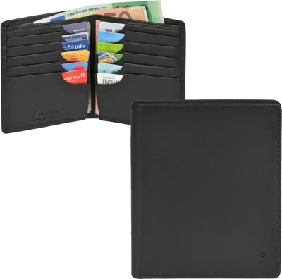 Produktbild von Esquire Geldbörse Herren 16 Kartenfächer Leder schwarz Portemonnaie ohne Münzfach 3913-10-00