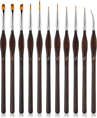 Produktbild von Detail-Pinsel-Set - 11-teilig für Acrylfarben und Wasserfarben - Für Miniaturen und feine Malerei