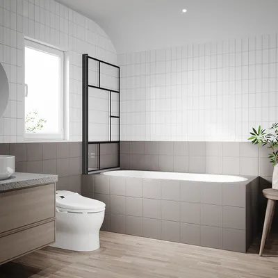Obrázek produktu pro SONNI nástavec na vanu sprchový kout pro skládací vanu 80x140cm, sprcha, NANO 6mm sklo tvrzené bezpečnostní sklo s nanovrstvou, černá barva