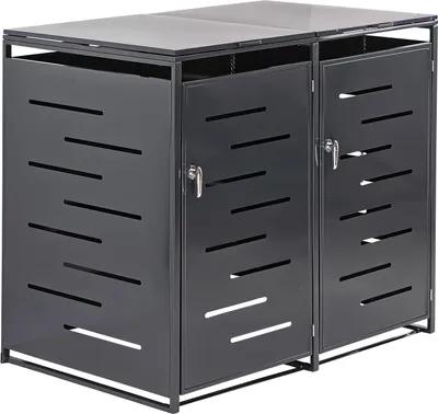 Metall Mülltonnenbox Gartenbox Müllbox Aufbewahrungsbox 2x240 Liter 2 Türen 4031765114608 927420 11460