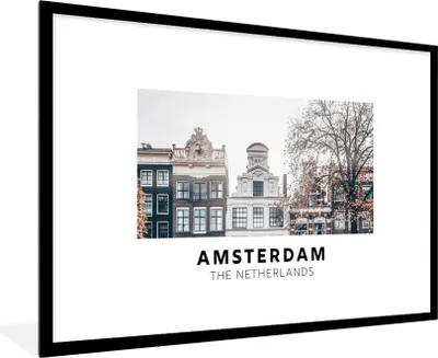 Produktbild von MuchoWow® Gerahmtes Poster Niederlande - Amsterdam - Haus 90x60 cm - Poster mit Schwarzem Bilderrahmen Wandposter Rahmen Foto Bilder - Wanddekoration - Fotos