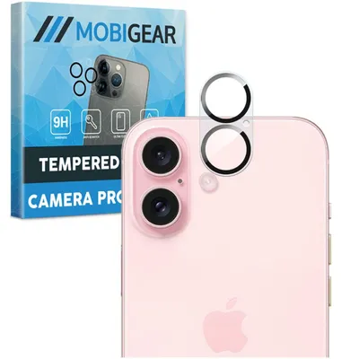 Produktbild von Mobigear iPhone 16 Panzerglas, gehärtetes Glas, Schutz für die Kamera – kompatibel mit Hüllen
