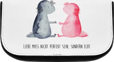 Produktbild von Mr. & Mrs. Panda Organizer Axolotl Liebe - Weiß - Geschenk, aufbewahrungstasche, kosmetik, Große, Make-up, Valentinstag, Waschbeutel, Kulturbeutel, Lurch